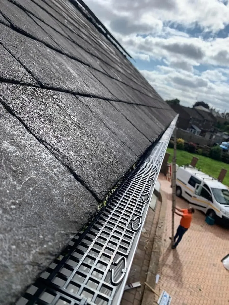 Gutter guard fitted on a slate roof in Callington